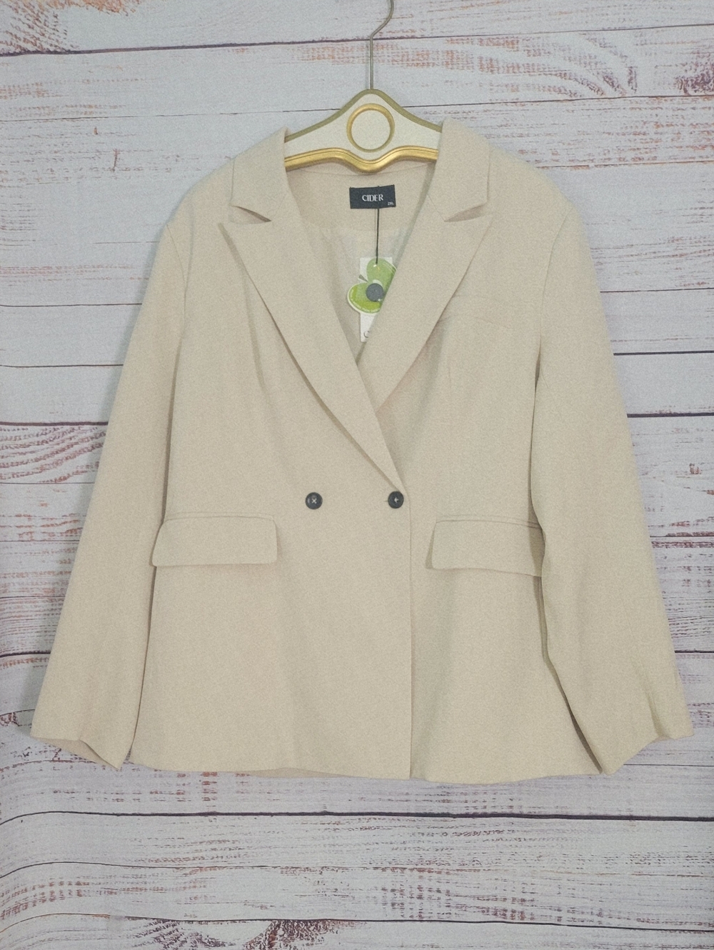 Cider New With Tags Cream Double Button Blazer Women's Jacket‎ 2XL
